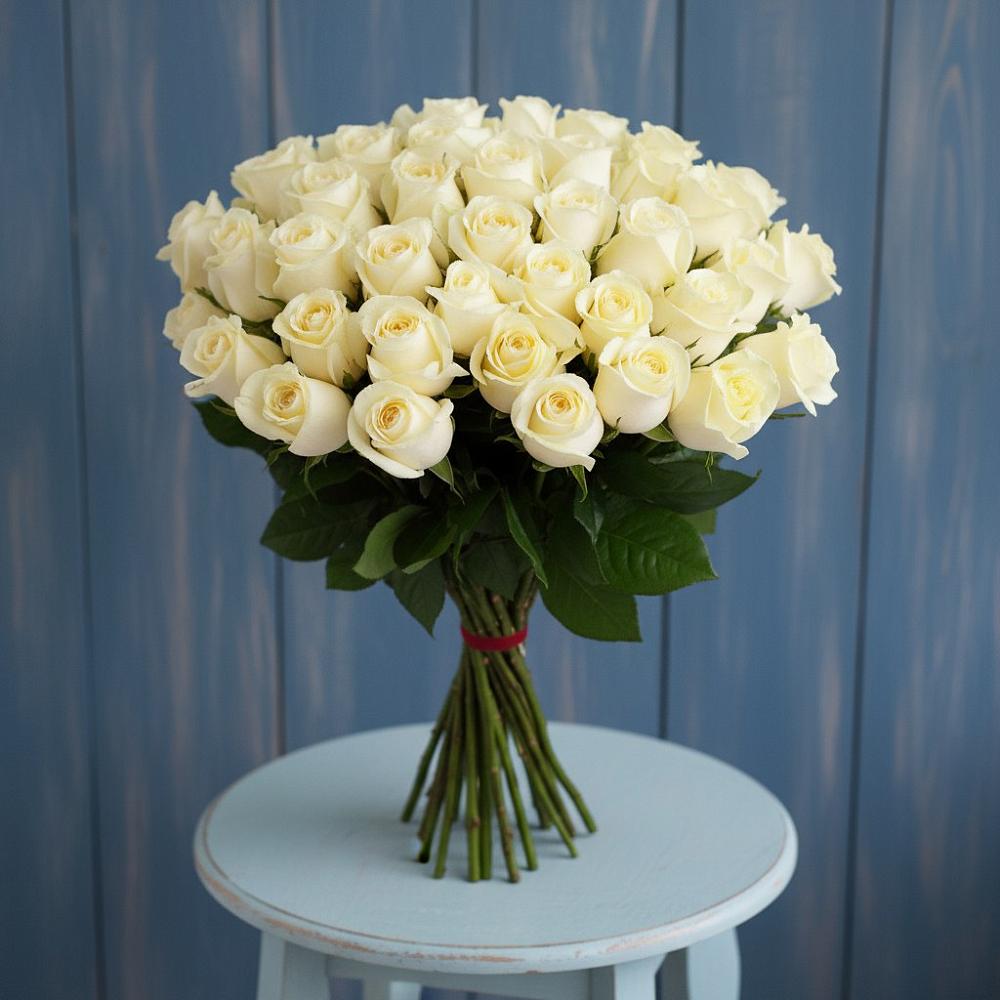 Букет 51 Белая роза Эдлесс Лав в Наро-Фоминске