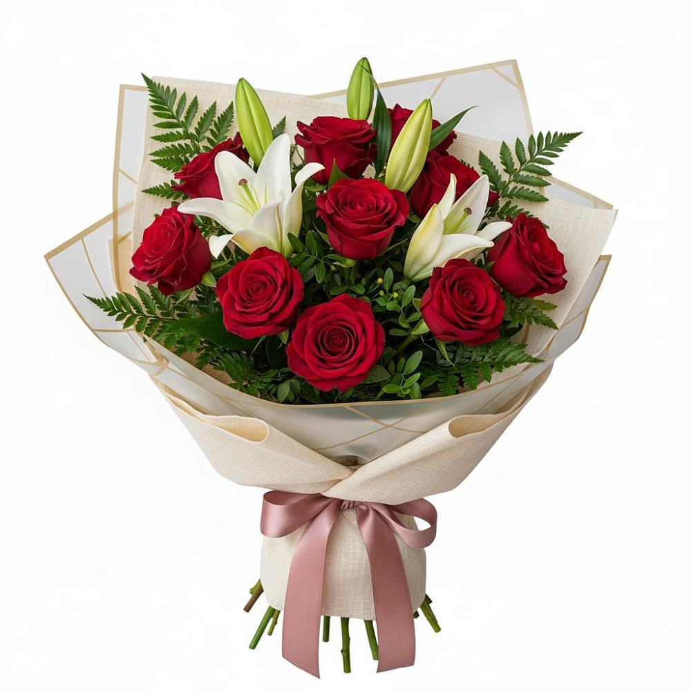 Букет цветов из: Лилии и Розы в Наро-Фоминске