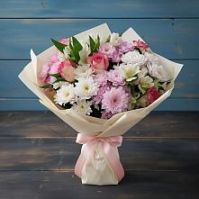 Букет цветов из:  Хризантемы, Альстромерии и Розы в Наро-Фоминске