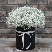 Цветочная композиция из Гипсофила в шляпной коробке в Наро-Фоминске